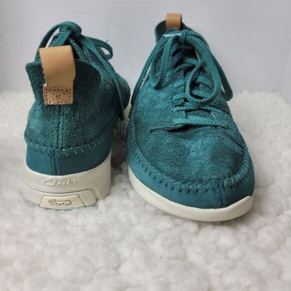 Clarks Trigenic Flex Mens Size 10.5 Teal Green Suede Vibram Soles 26117462 Good - Picture 7 of 11